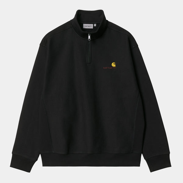 Carhartt WIP Half Zip American Script Sweatshirt Black