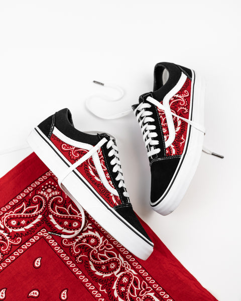 Vans Old Skool x Red Flags Custom. Bandana Paisley