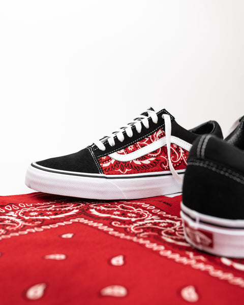 Vans Old Skool x Red Flags Custom. Bandana Paisley