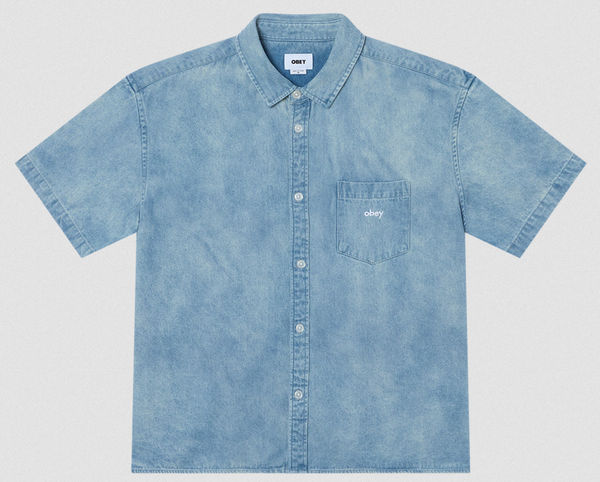 Obey Owens Denim Shirt Bleached Indigo