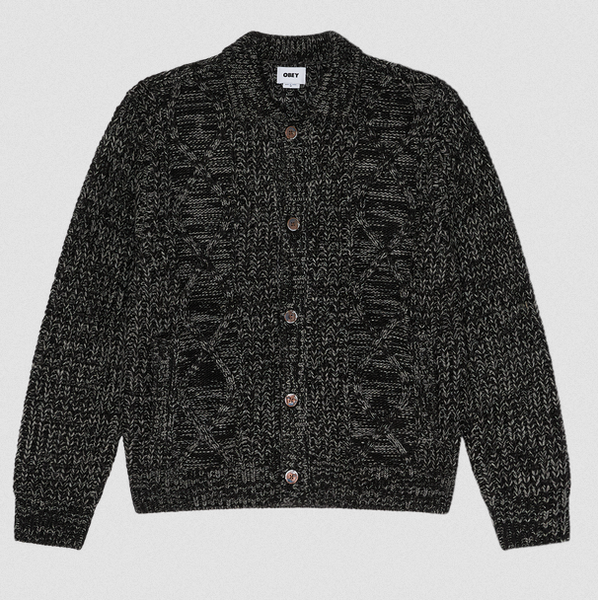 Obey Isar Button Up Sweater Charcoal Multi