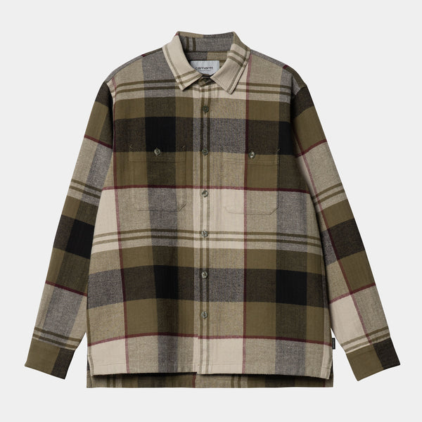 Carhartt WIP L/S Dellinger Shirt 100% Cotton Herringbone Flannel, 6.4 oz, Highland