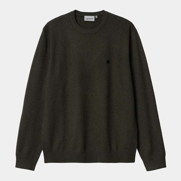Carhartt WIP Madison Sweater 80/20% Lambswool/Nylon, 12 gauge, Plant/Black