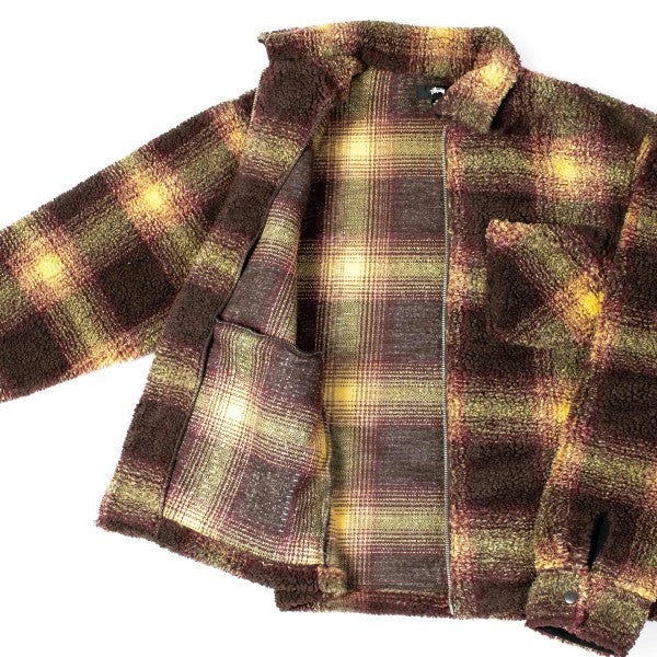 Stüssy Shadow Plaid Sherpa Zip Shirt